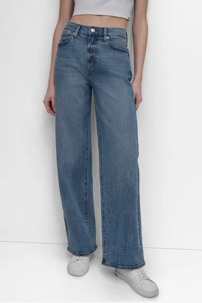 Dkny Women's High-rise Tailored Wide-leg Jean In Blue