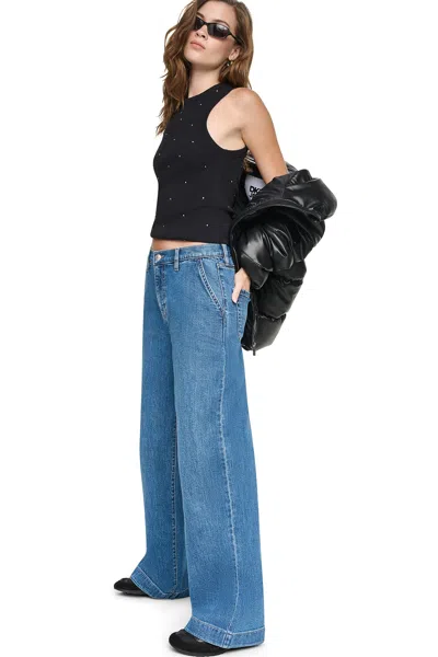 Dkny Women's High-rise Wide Leg Trouser Jean In Blue