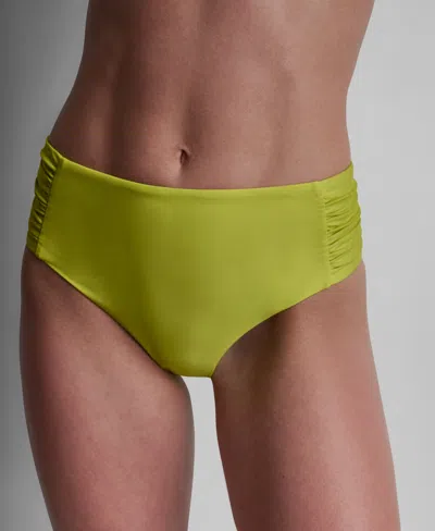 Dkny Women's High-waist Side-shirred Bikini Bottoms In Green