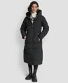 Dkny Women's Hooded Zip Front A-line Maxi Puffer Coat In Green