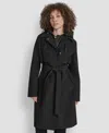 Dkny Softshell Hooded Trench Coat In Black