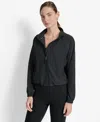 Dkny Women's Hooded Jacket With Logo Elastic Detail In Blue