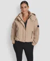 Dkny Women's Hooded Oversize Jacket With Sewn-in Diamond Quilted Lining In Multi