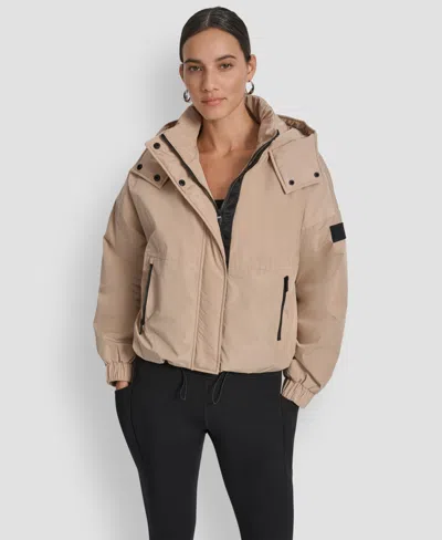 Dkny Women's Hooded Oversize Jacket With Sewn-in Diamond Quilted Lining