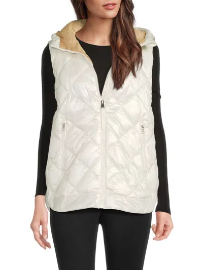 Dkny Women's Hooded Quilted Puffer Vest In Multi