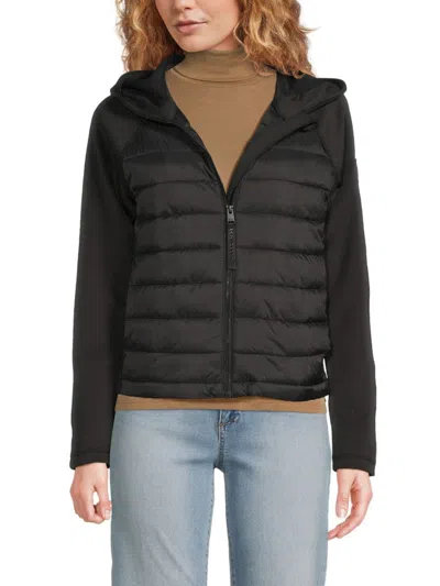 Dkny Women's Hooded Side Zip Puffer Jacket In Black