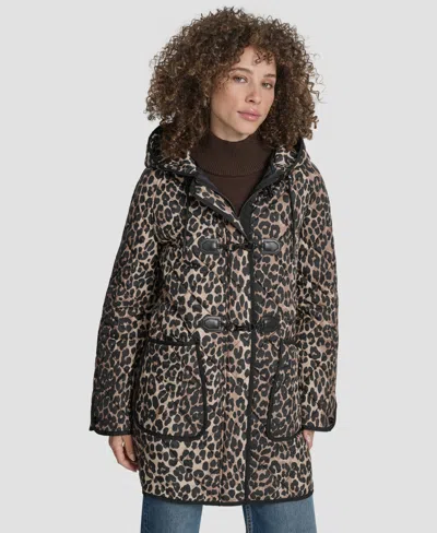 Dkny Women's Hooded Toggle Quilted Coat In Multi