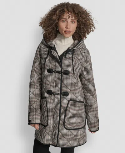 Dkny Women's Hooded Toggle Quilted Coat In Multi