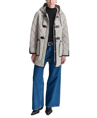 Dkny Women's Hooded Toggle Quilted Coat In Vapor