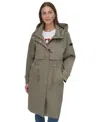 Dkny Women's Hooded Zip-front Long Anorak Coat In Thyme