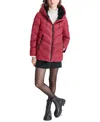 Dkny Women's Hooded Zip-front Puffer Coat In Tibetan