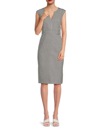 Dkny Women's Houndstooth Sheath Knee Dress In White