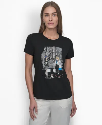 Dkny Women's Iconic Shopping Short-sleeve T-shirt In Black