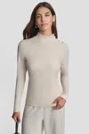 Dkny Women's Jewel Button Shoulder Mock Neck Long Sleeve T-shirt In Neutral