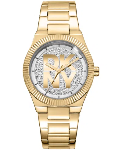 Dkny Women's Jewel-encrusted Dial Gold-tone Stainless Steel Bracelet Watch, 33mm