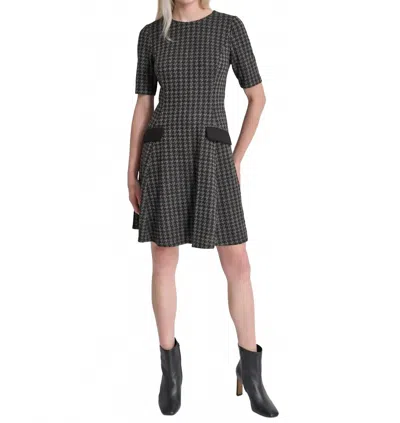 Dkny Women's Jewel-neck Short-sleeve Fit & Flare Dress In Black