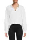 Dkny Embroidered Logo Johnny Collar Sweatshirt In Optic White