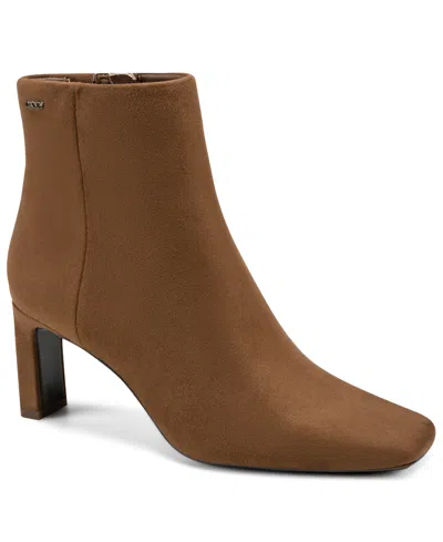 Dkny Women's Kaelani Zipper Heeled Booties In Brown
