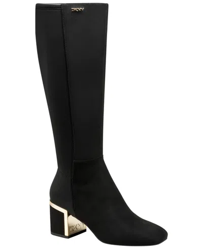 Dkny Women's Kalevi Tall Block Heel Boots In Black