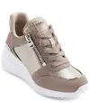 Dkny Women's Kalina Lace Up Wedge Sneakers In Champagne
