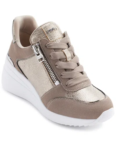Dkny Women's Kalina Lace Up Wedge Sneakers In Champagne