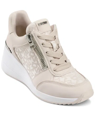 Dkny Women's Kalina Lace-up Wedge Sneakers In Gray