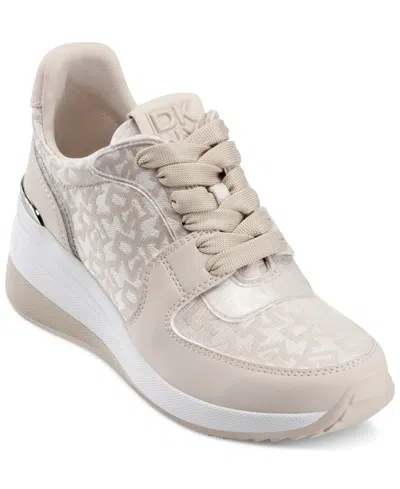 Dkny Women's Kamay Lace-up Wedge Sneakers In Hemp