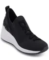 Dkny Keeva Womens Covered Wedge Ribbed Knit Casual And Fashion Sneakers In Black