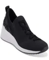 Dkny Keeva Womens Covered Wedge Ribbed Knit Casual And Fashion Sneakers In Black