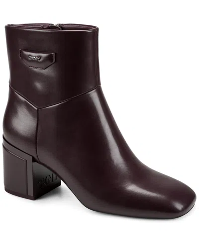 Dkny Women's Kendra Block Heel Dress Booties In Burgundy