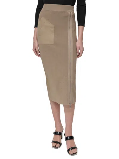 Dkny Women's Knit Midi Sweater Skirt In Taupe