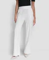 Dkny Women's Knit Pull-on Wide-leg Pants In White