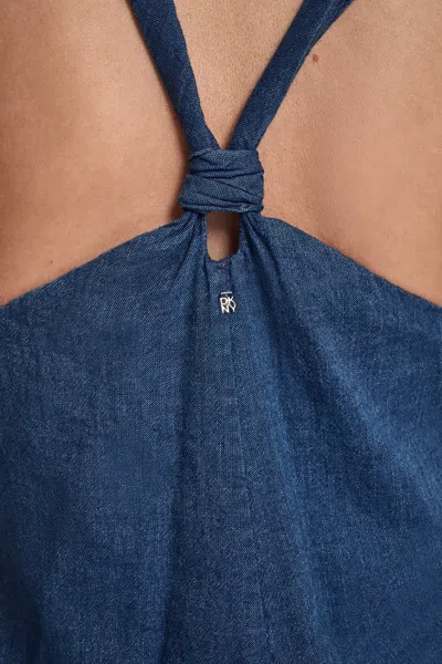 Dkny Women's Knotted Strap V-neck Maxi Dress In Blue