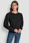 Dkny Women's Lace Detail Puff Sleeve Sweatshirt In Black