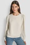 Dkny Women's Lace Detail Puff Sleeve Sweatshirt In Yellow