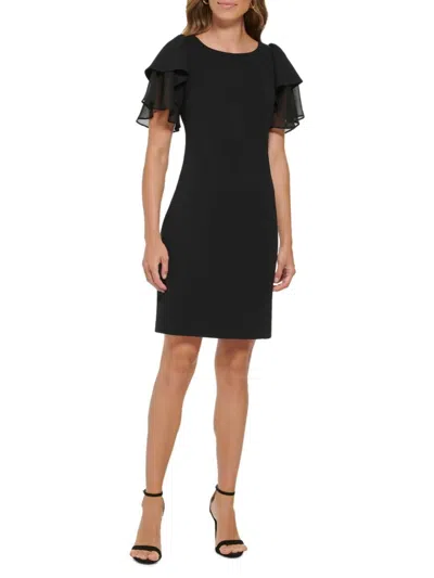 Dkny Womens Pleated Midi Sheath Dress In Black