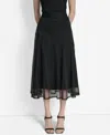 Dkny Leopard Print Shirt Mesh Midi Skirt In Black