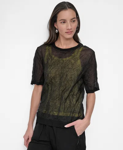 Dkny Women's Layered Tank Top T-shirt In Black,daffodil