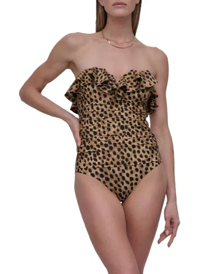 Dkny Women's Leopard-print Bandeau One-piece Swimsuit
