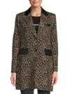 Dkny Women's Leopard Print Notch Lapel Blazer In Brown