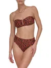 Dkny Women's Leopard-print Strapless Bikini Set In Burgundy