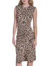 Dkny Women's Leopard Sheath Midi-dress In Animal Print