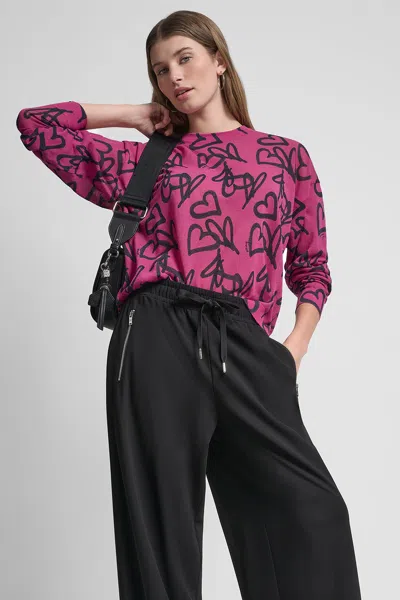 Dkny Women's Light Weight Printed Sweater In Pink