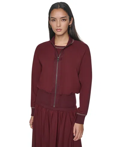 Dkny Women's Lightweight Mixed-media Contrast-stitch Jacket In Multi