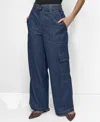 Dkny Womens Textured Top Lightweight Wide Leg Jeans In Blue