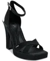 Dkny Linda Womens Criss-cross Shimmer Block Heel In Black