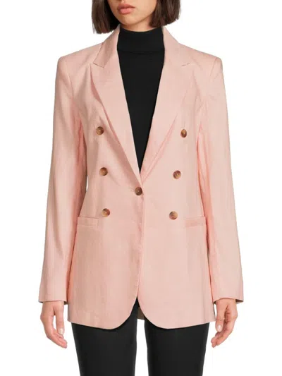 Dkny Women's Linen Blend Blazer In Pink