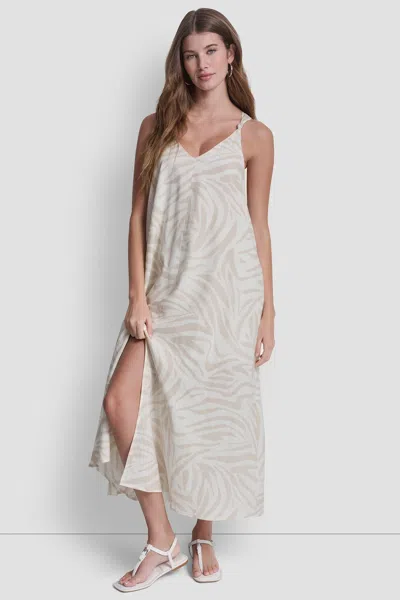 Dkny Women's Linen-blend Tie Back Maxi Dress In Neutral
