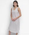 Dkny Stud Detail Linen Midi Dress In White