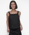 Dkny Tie Strap Linen Top In Black